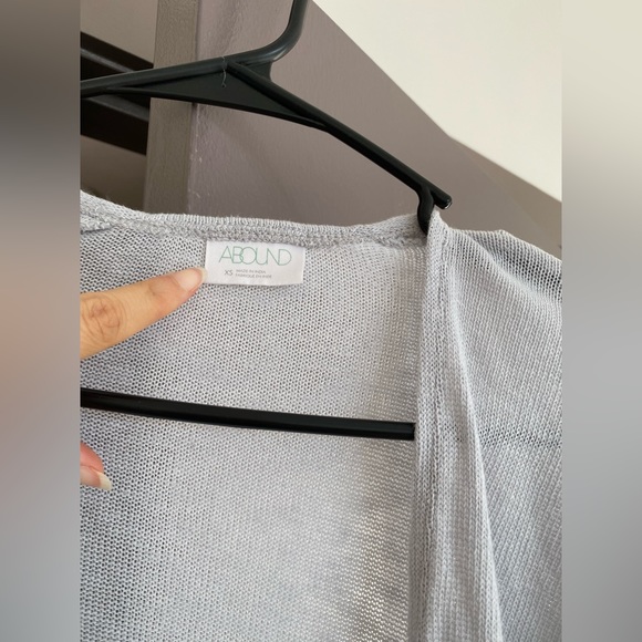 Abound light Gray Knit Open Front Cardigan Duster Sweater Long Sleeve Cotton XS - Picture 7 of 9